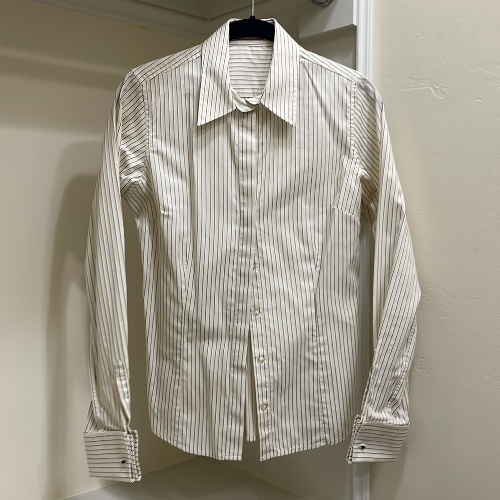 Thomas Pink ladies cream with black stripes button down